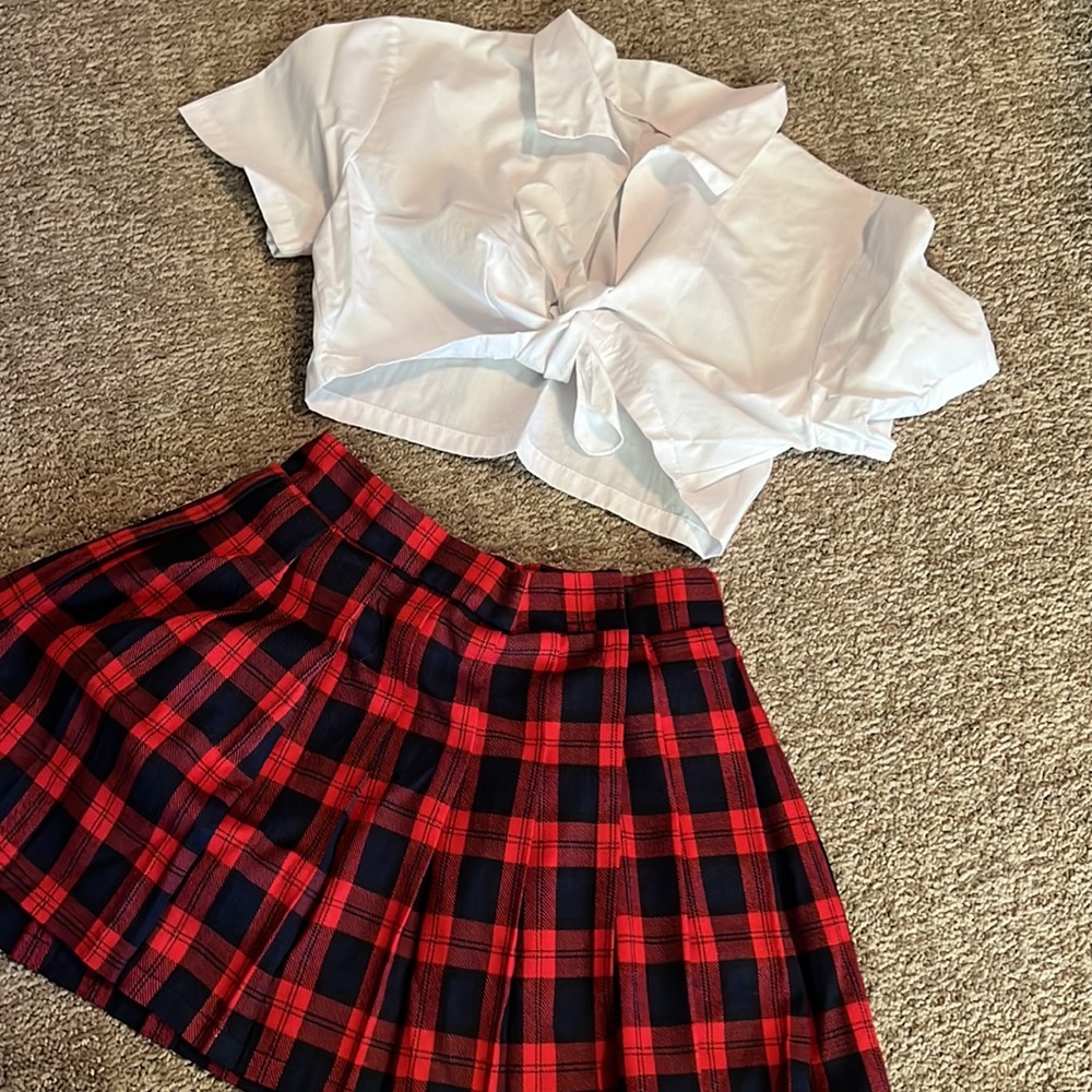 Adult costume red plaid school girl Sexy small/medium Halloween